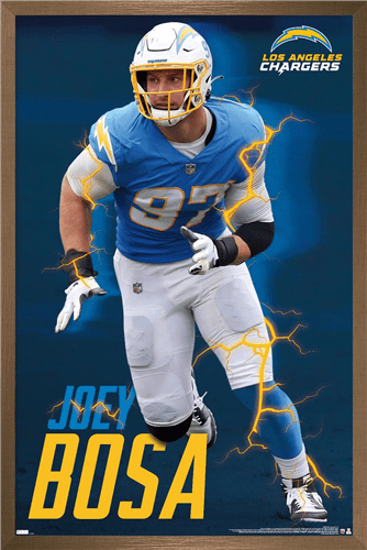 NFL Los Angeles Chargers - Joey Bosa 21 Wall Poster, 22.375' x 34', Framed  