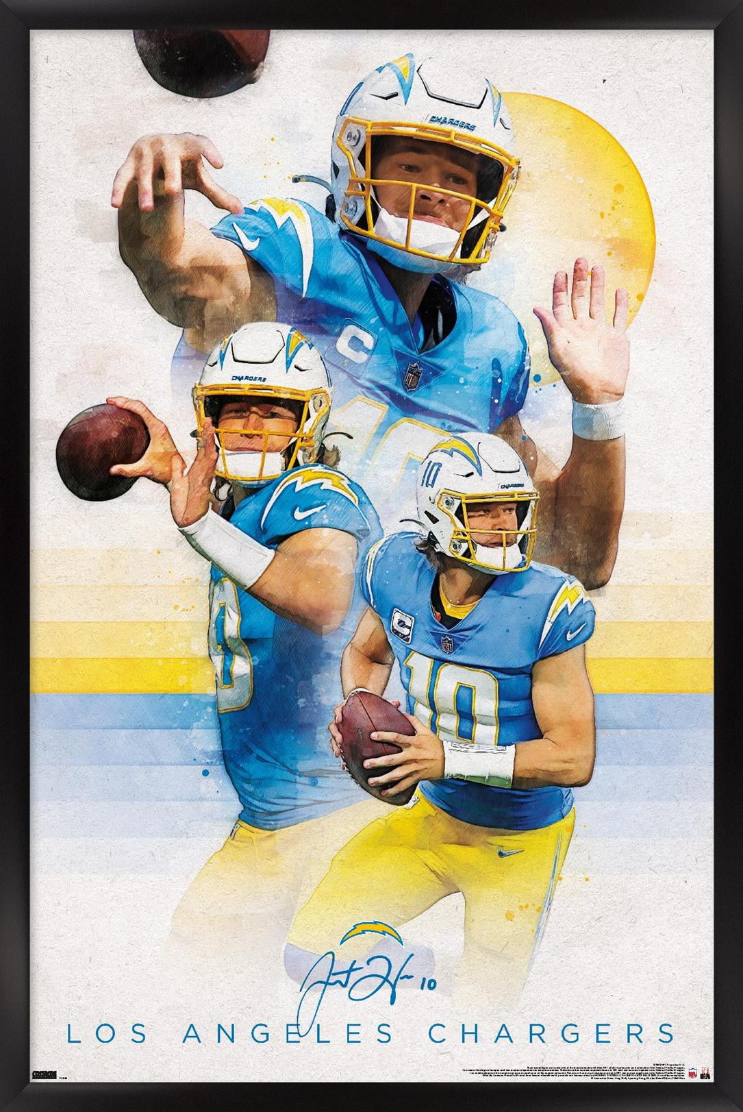 NFL Los Angeles Chargers - Justin Herbert 22 Wall Poster, 14.725" x 22.375" Framed