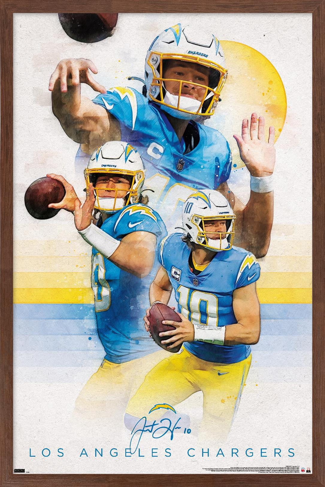 NFL Los Angeles Chargers - Justin Herbert 22 Wall Poster, 14.725" x 22.375" Framed