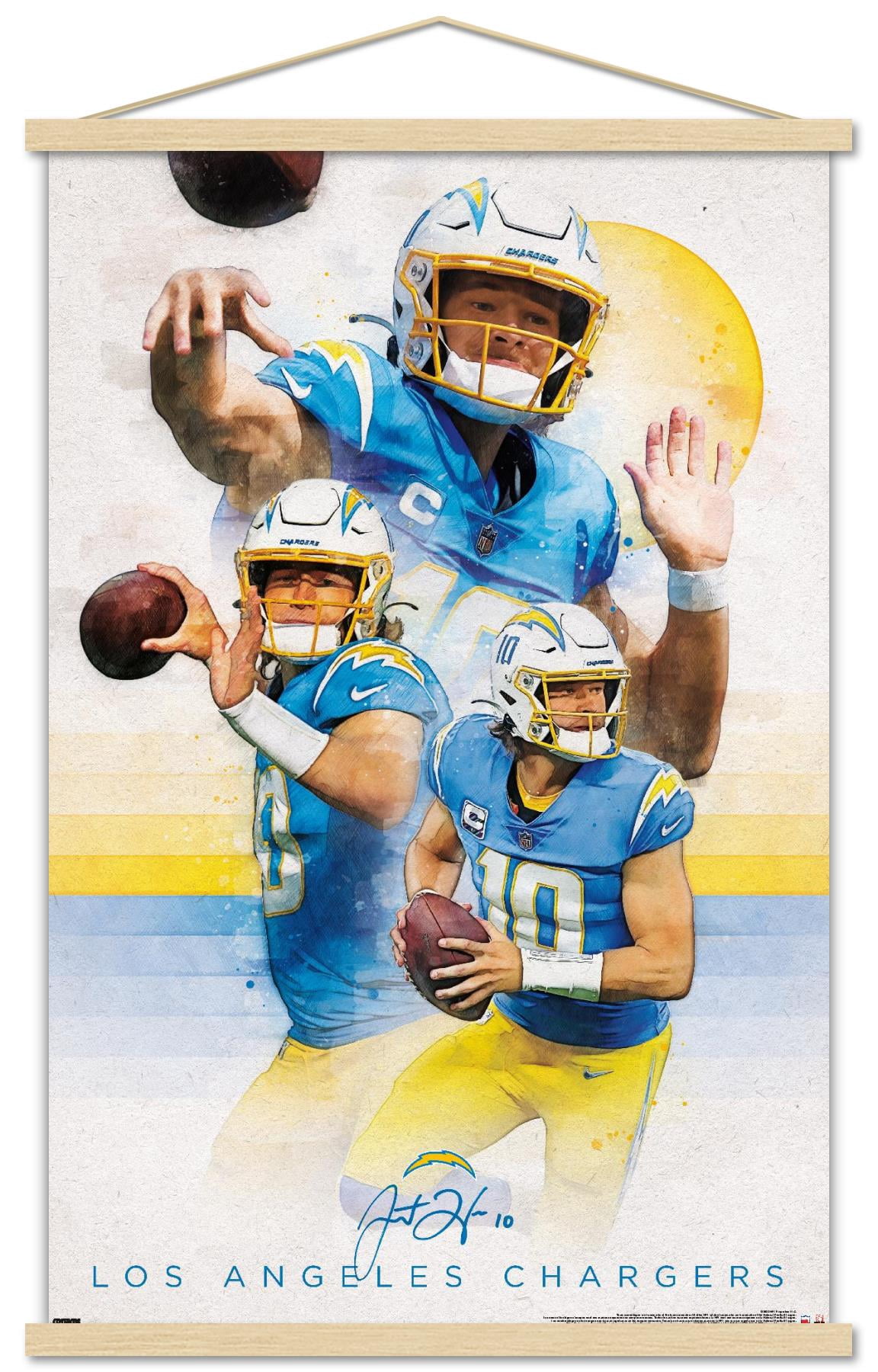 NFL Los Angeles Chargers - Justin Herbert 22 Wall Poster with Magnetic Frame, 22.375" x 34"