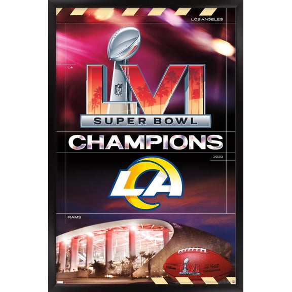 NFL Los Angeles Rams - Commemorative Super Bowl LVI Champions Team Logo Wall Poster, 22.375" x 34" Framed