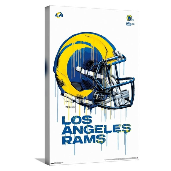 NFL Los Angeles Rams - Drip Helmet 20 Canvas Wall Poster, 14.725" x 22.375"