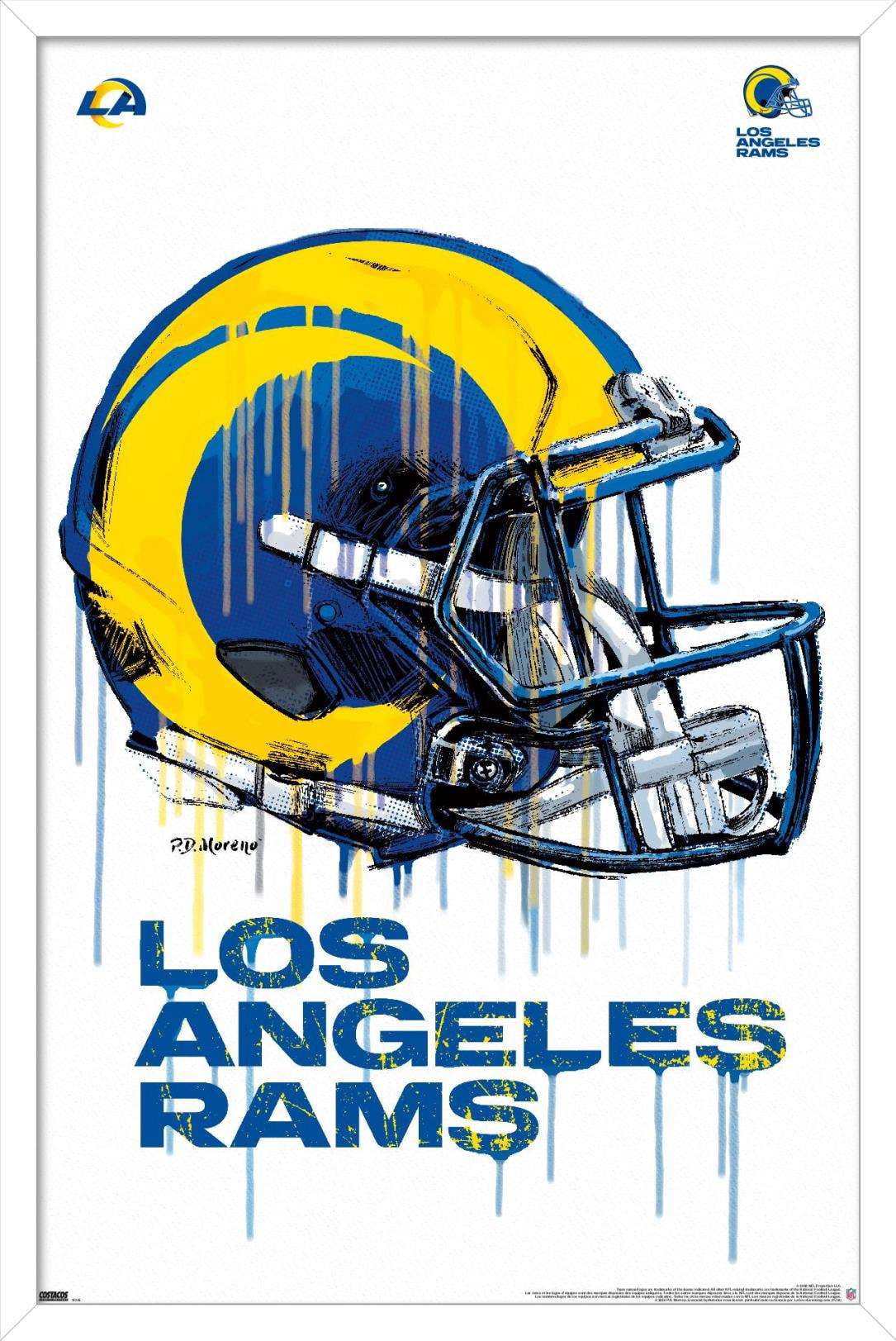 NFL Los Angeles Rams - Drip Helmet 20 Wall Poster, 14.725" x 22.375", Framed