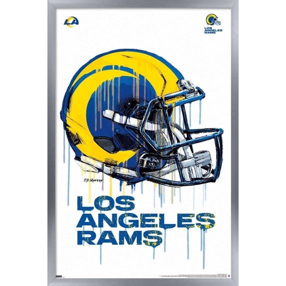 NFL Los Angeles Rams - Drip Helmet 20 Wall Poster, 14.725" x 22.375", Framed