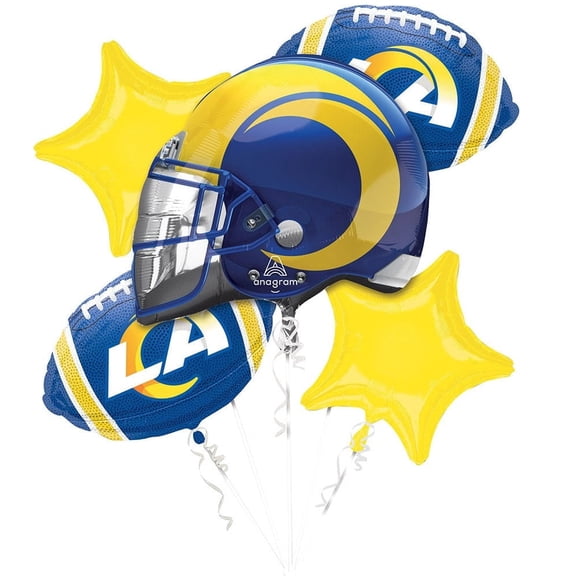 NFL Los Angeles Rams Football Helmet 5 Piece Party Mylar Foil Balloons Set