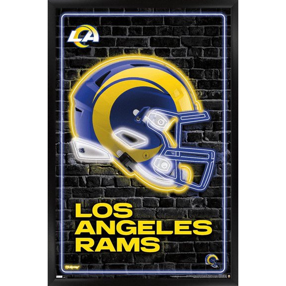 NFL Los Angeles Rams - Neon Helmet 23 Wall Poster, 14.725" x 22.375" Framed
