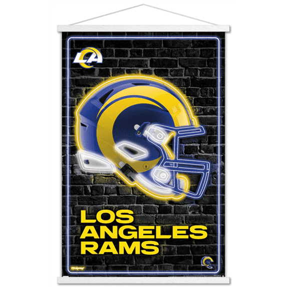 NFL Los Angeles Rams - Neon Helmet 23 Wall Poster with Magnetic Frame, 22.375" x 34"