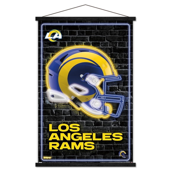 NFL Los Angeles Rams - Neon Helmet 23 Wall Poster with Magnetic Frame, 22.375" x 34"
