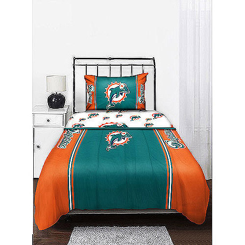 NFL Mascot Bedding Comforter Set with Sheets, Dolphins