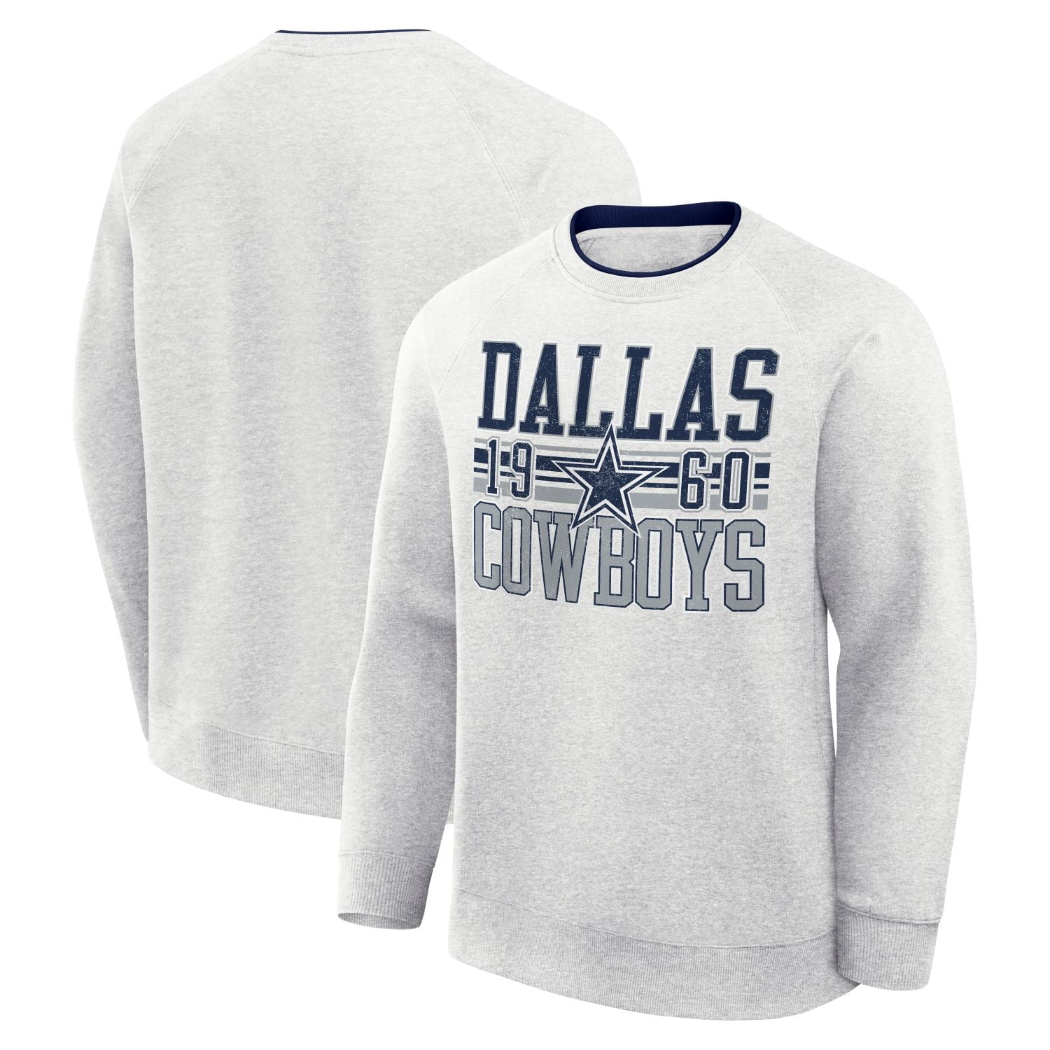 NFL Dallas Cowboys Men's Cotton Gray Heather Long Sleeve Crew Fleece Sweatshirt