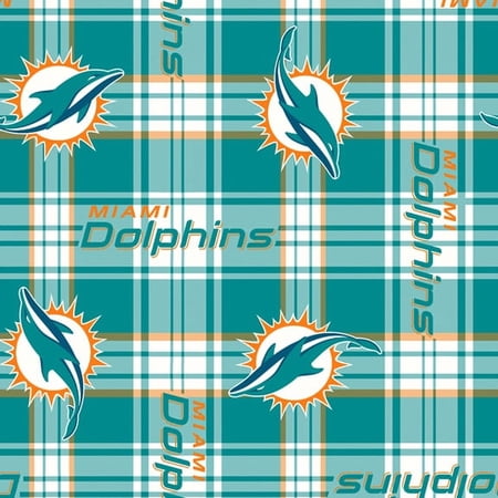 NFL Miami Dolphins 58" 100% Polyester Fleece Sports Logo Fabric By the Yard, Teal
