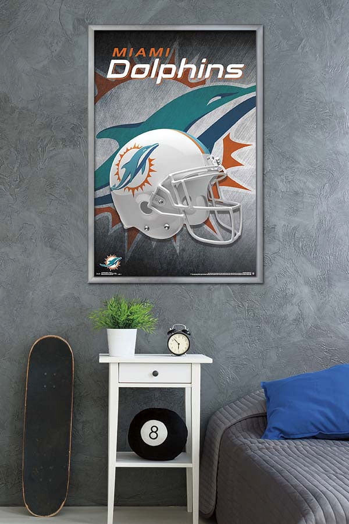 NFL Miami Dolphins - Helmet 18 Wall Poster, 22.375" x 34", Framed