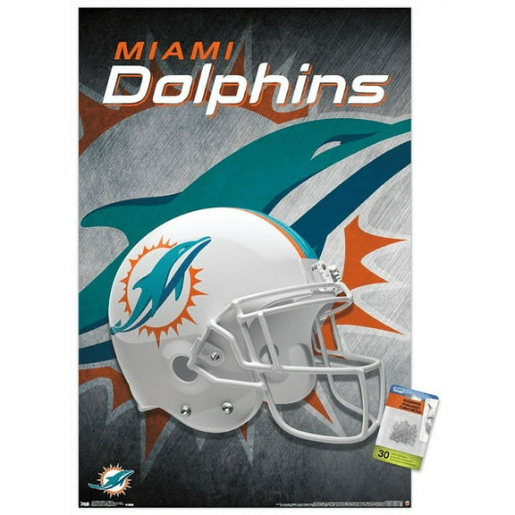 NFL Miami Dolphins - Helmet 18 Wall Poster with Push Pins, 22.375" x 34"