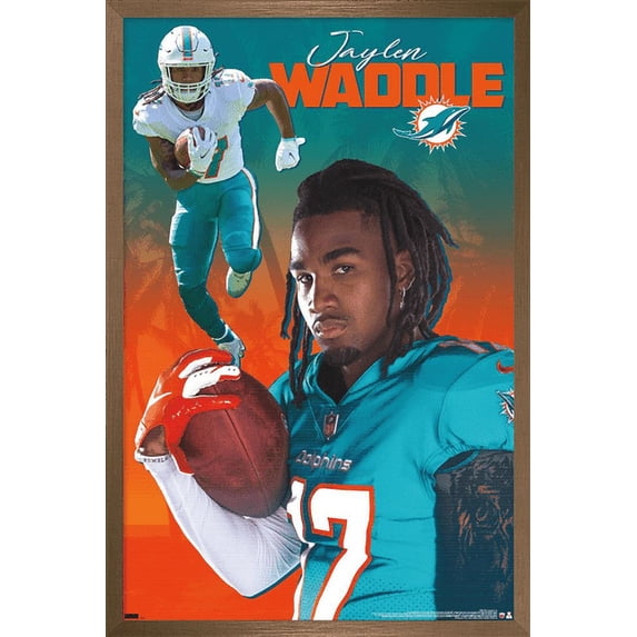 NFL Miami Dolphins - Jaylen Waddle 21 Wall Poster, 14.725" x 22.375", Framed