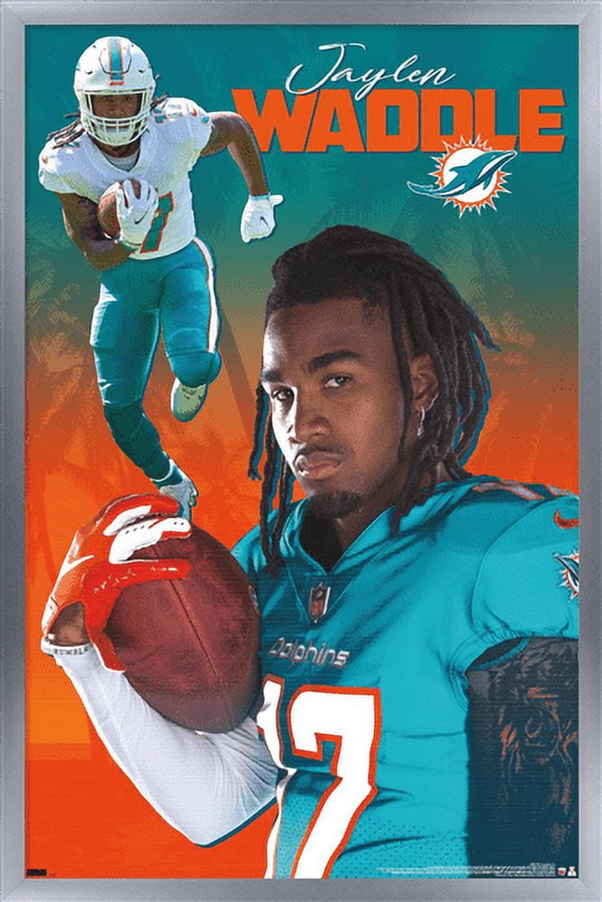 NFL Miami Dolphins - Jaylen Waddle 21 Wall Poster, 14.725" x 22.375", Framed