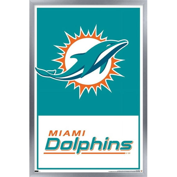 NFL Miami Dolphins - Logo 21 Wall Poster, 22.375" x 34", Framed
