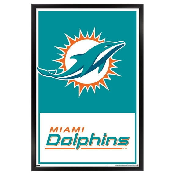 NFL Miami Dolphins - Logo 21 Wall Poster, 22.375" x 34", Framed
