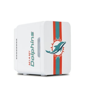 NFL Miami Dolphins Mini Fridge, White, 4L, 6 Cans