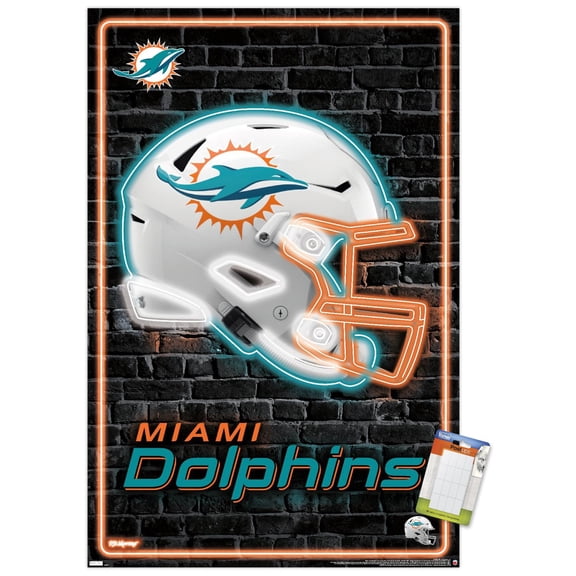 NFL Miami Dolphins - Neon Helmet 23 Wall Poster, 14.725" x 22.375"