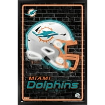 NFL Miami Dolphins - Neon Helmet 23 Wall Poster, 22.375" x 34" Framed