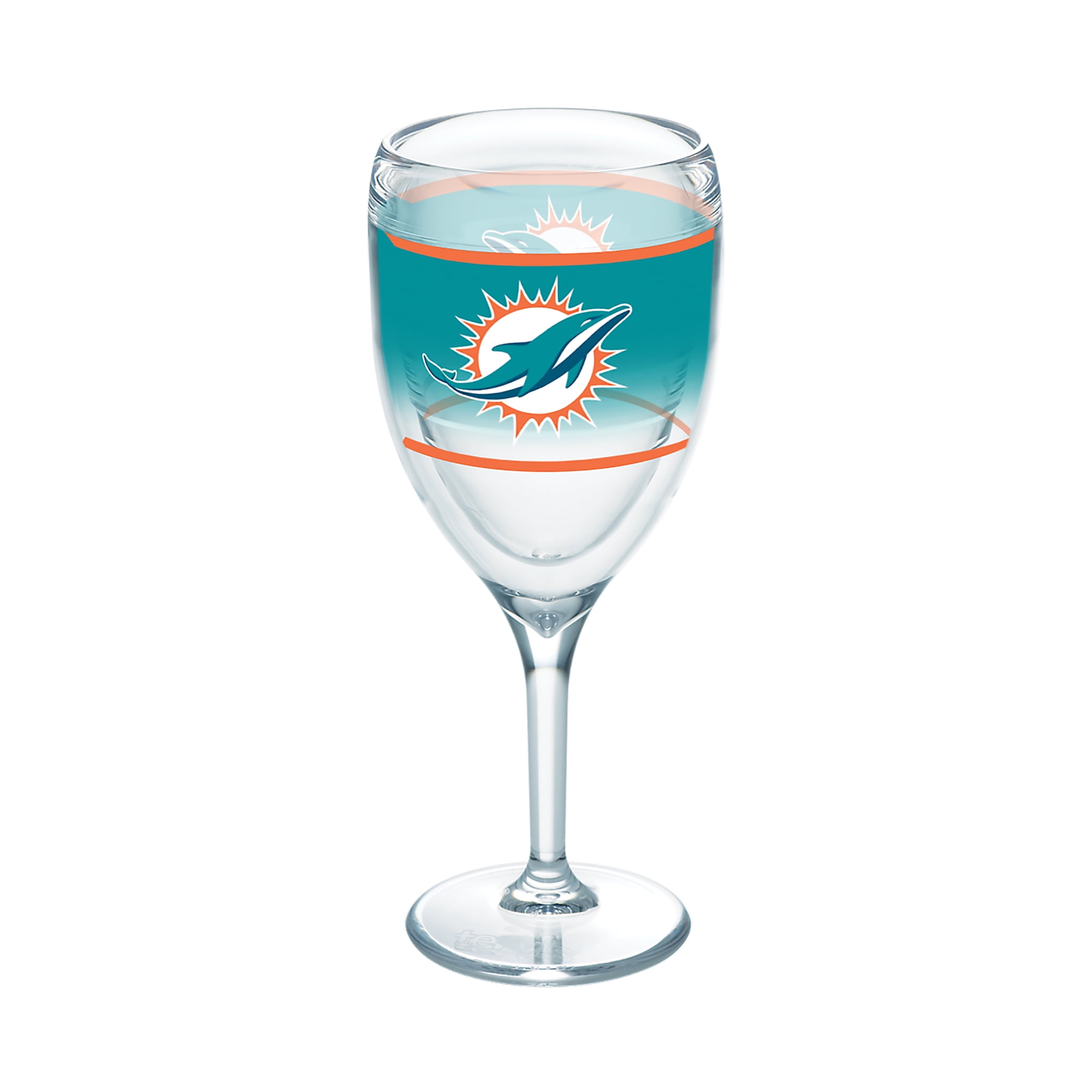 Miami Dolphins Etched 17oz. Rally Cry Stemless Wine Glass