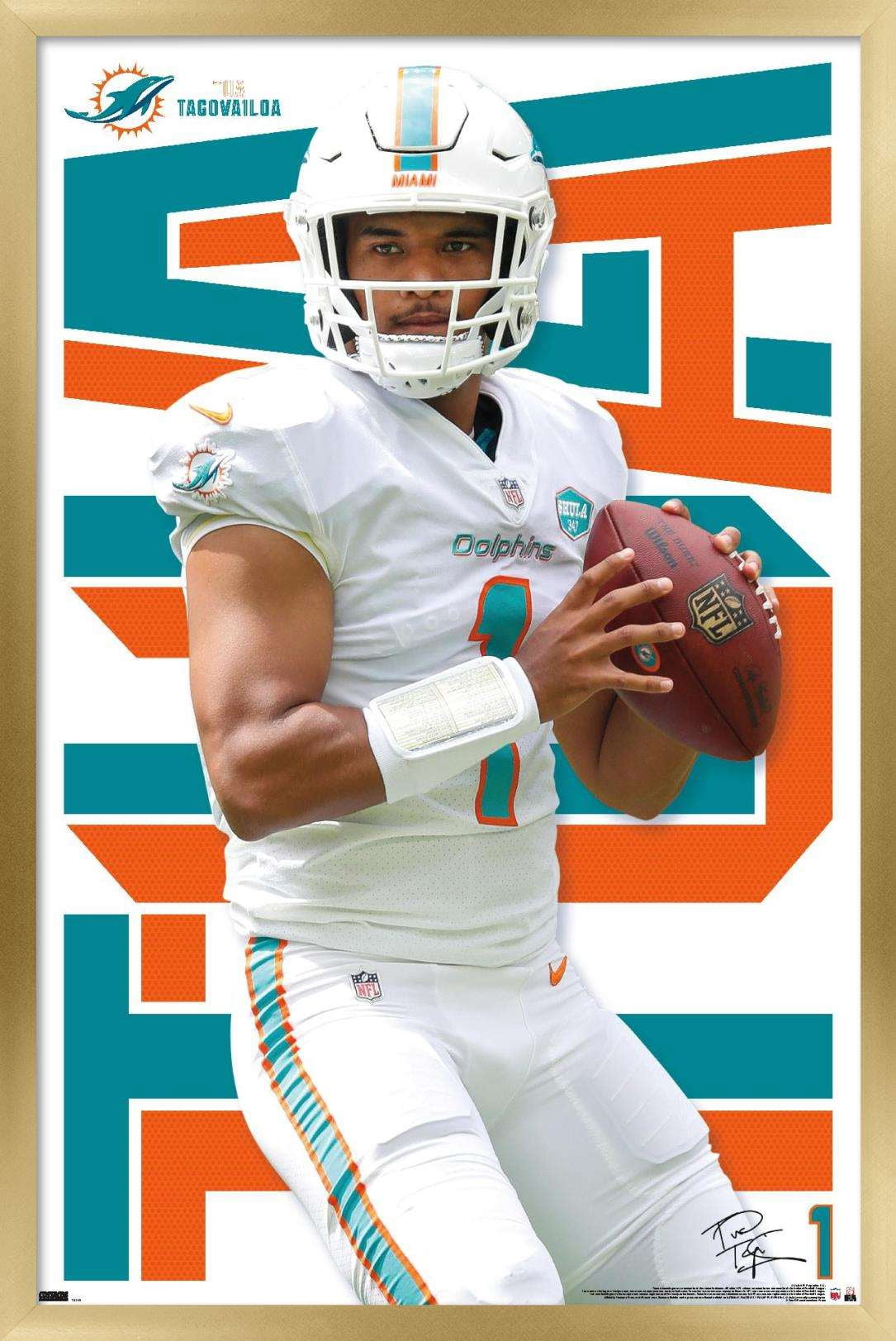 NFL Miami Dolphins - Tua Tagovailoa 20 Wall Poster, 22.375" x 34", Framed