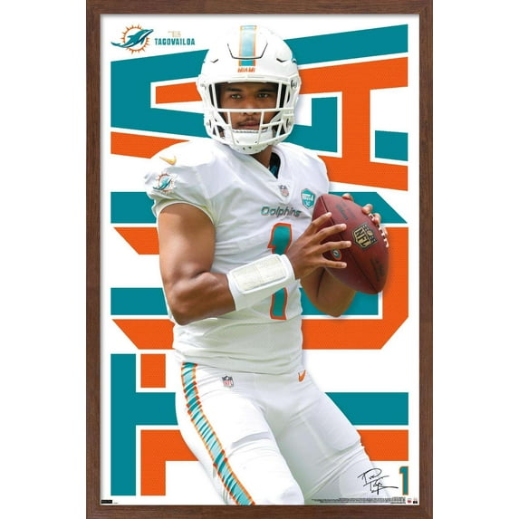 NFL Miami Dolphins - Tua Tagovailoa 20 Wall Poster, 22.375" x 34", Framed