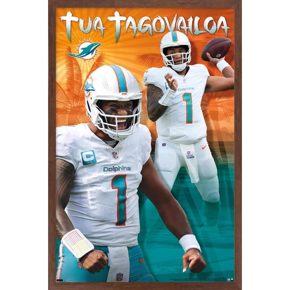 NFL Miami Dolphins - Tua Tagovailoa 24 Wall Poster, 14.725" x 22.375" Framed