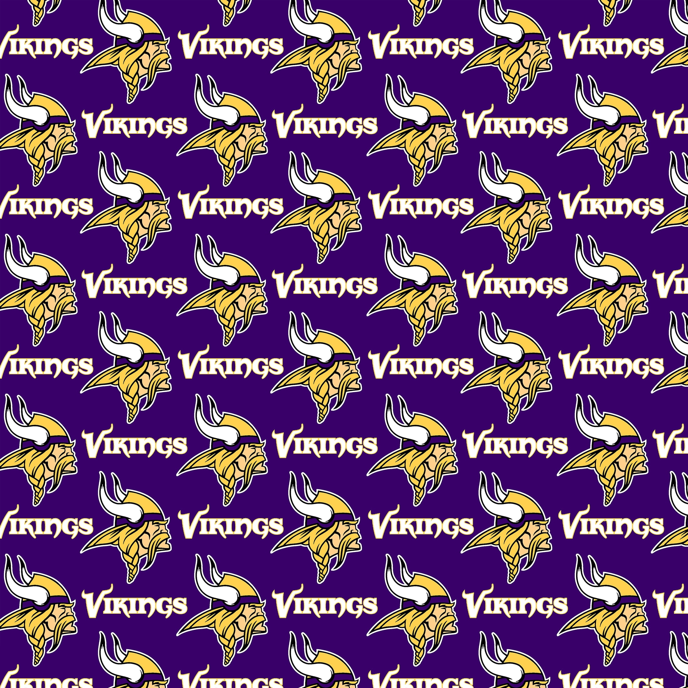 NFL Minnesota Vikings 100% Cotton Fabric, 58" x 10 Yards, By the Bolt, Purple & Yelow