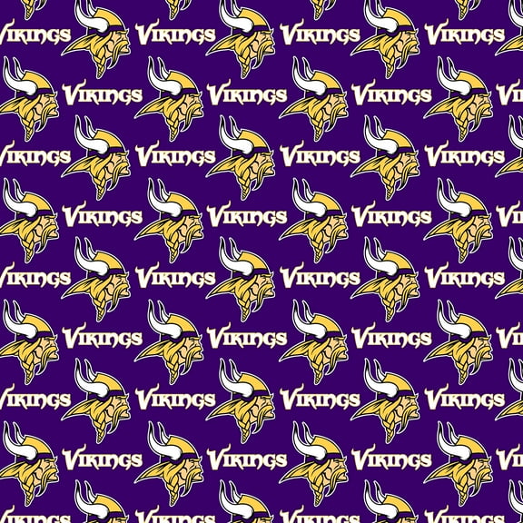 NFL Minnesota Vikings 100% Cotton Team Logo Fabric, 58" x 2 Yards, Pre-Cut, Purple & Yellow