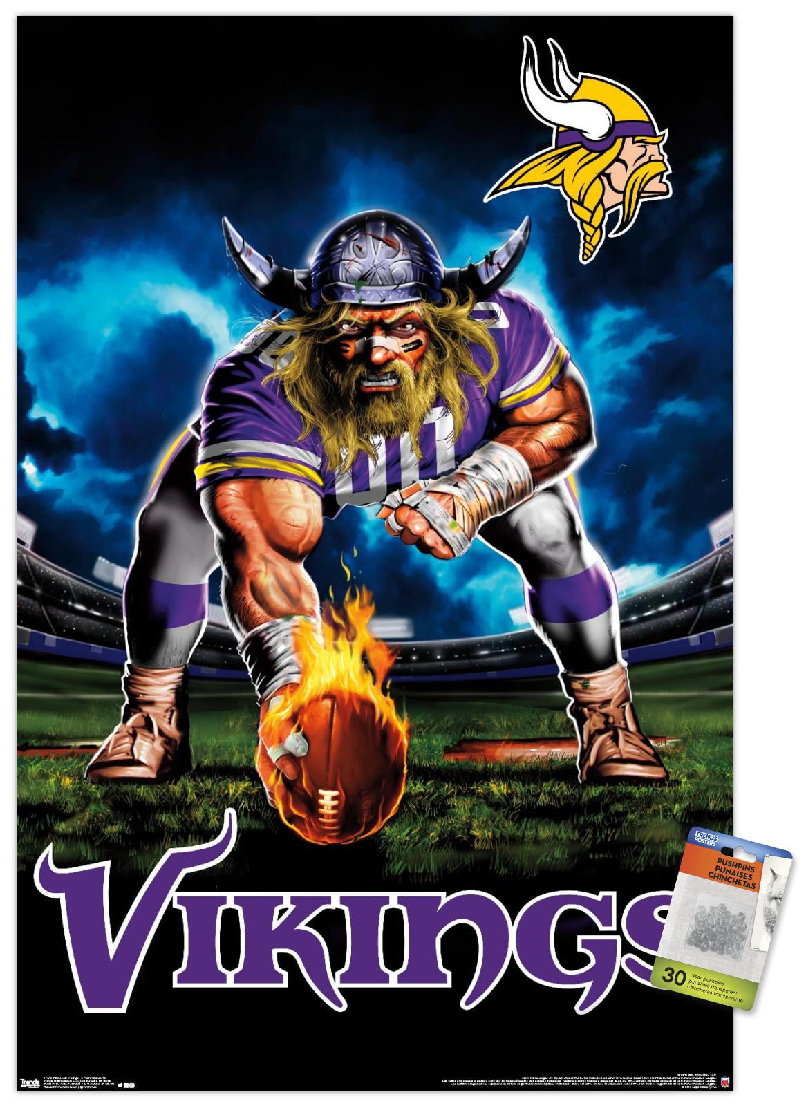NFL Minnesota Vikings - 3 Point Stance 19 Wall Poster with Push Pins, 22.375" x 34"