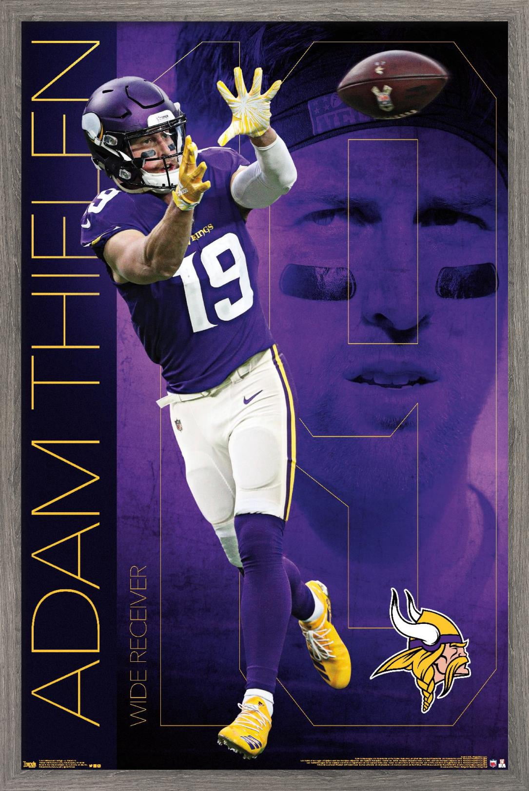 NFL Minnesota Vikings - Adam Thielen 19 Wall Poster, 14.725" x 22.375", Framed