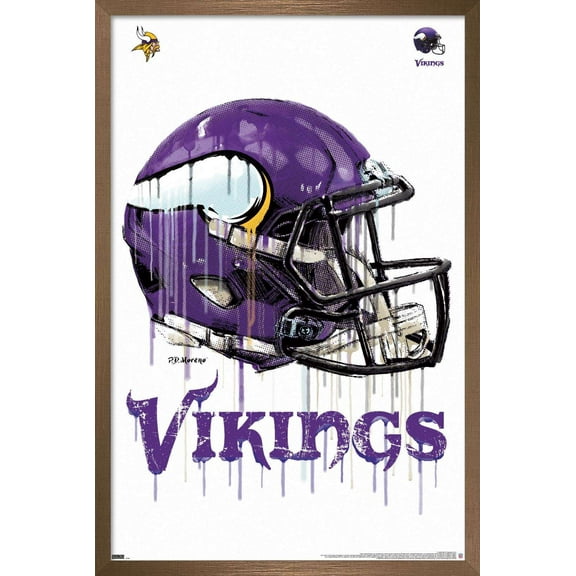NFL Minnesota Vikings - Drip Helmet 20 Wall Poster, 14.725" x 22.375", Framed