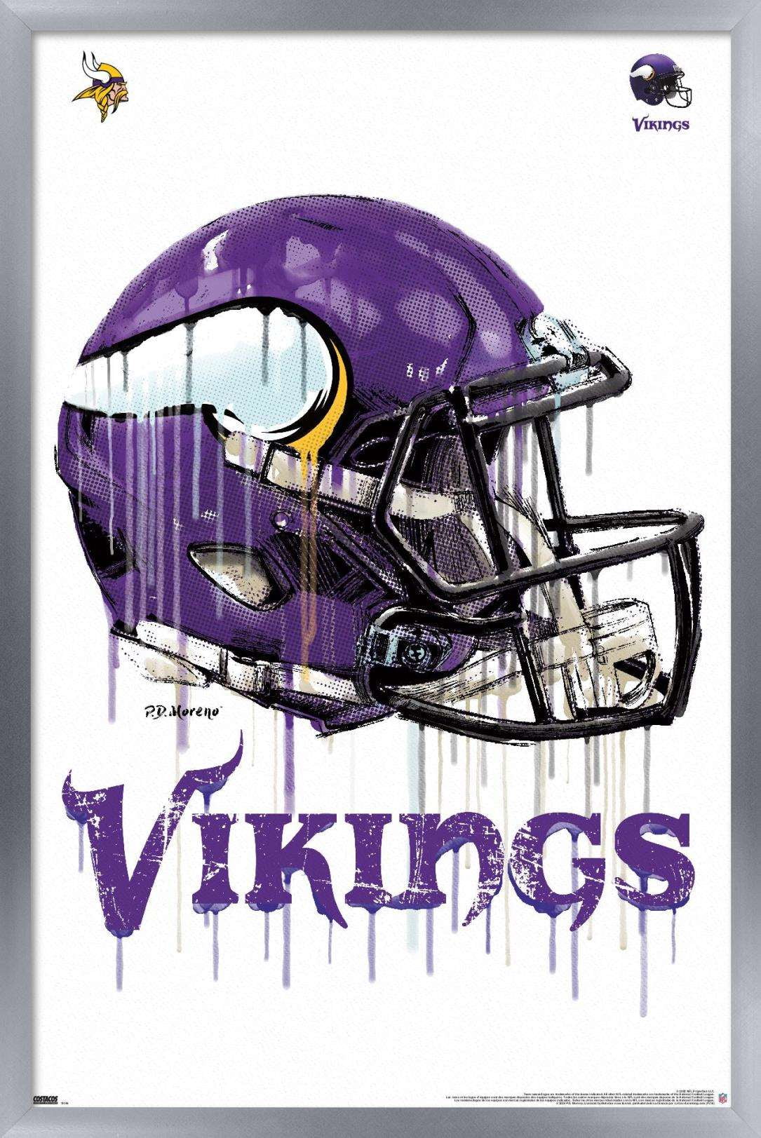 NFL Minnesota Vikings - Drip Helmet 20 Wall Poster, 22.375" x 34", Framed