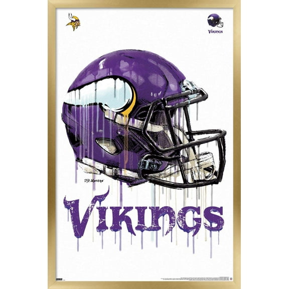 NFL Minnesota Vikings - Drip Helmet 20 Wall Poster, 22.375" x 34", Framed