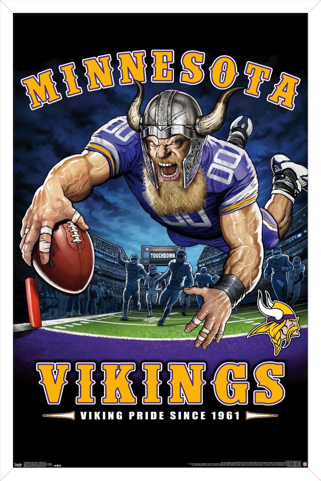 NFL Minnesota Vikings - End Zone 17 Wall Poster, 14.725" x 22.375", Framed