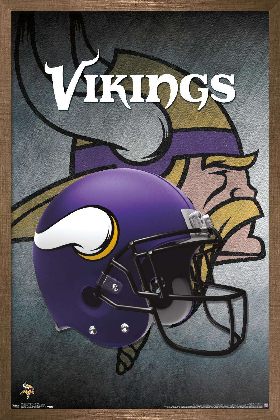 NFL Minnesota Vikings - Helmet 16 Wall Poster, 22.375" x 34", Framed