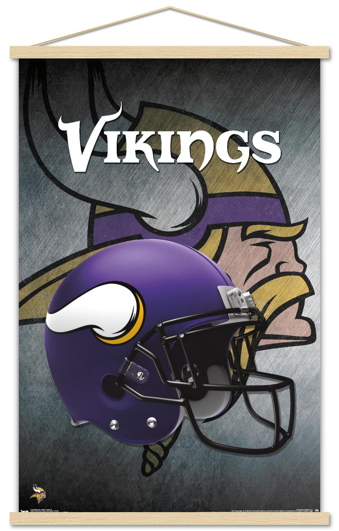 NFL Minnesota Vikings - Helmet 16 Wall Poster with Wooden Magnetic Frame, 22.375" x 34"