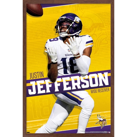 NFL Minnesota Vikings - Justin Jefferson 22 Wall Poster, 22.375" x 34" Framed