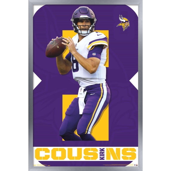 NFL Minnesota Vikings - Kirk Cousins 18 Wall Poster, 14.725" x 22.375", Framed