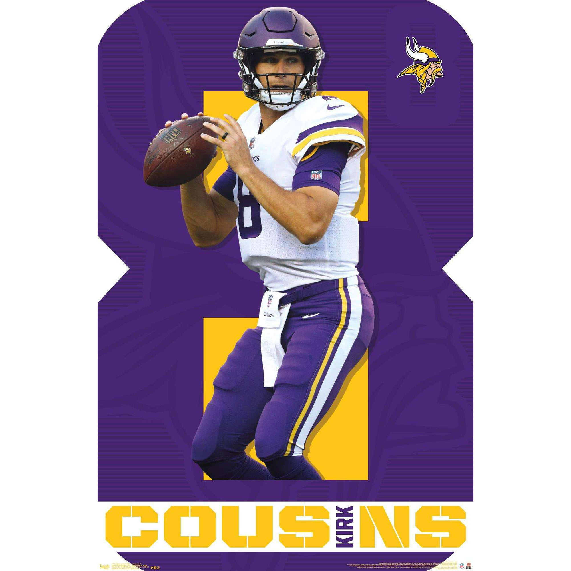NFL Minnesota Vikings - Kirk Cousins 18 Wall Poster, 14.725 x 22.375 
