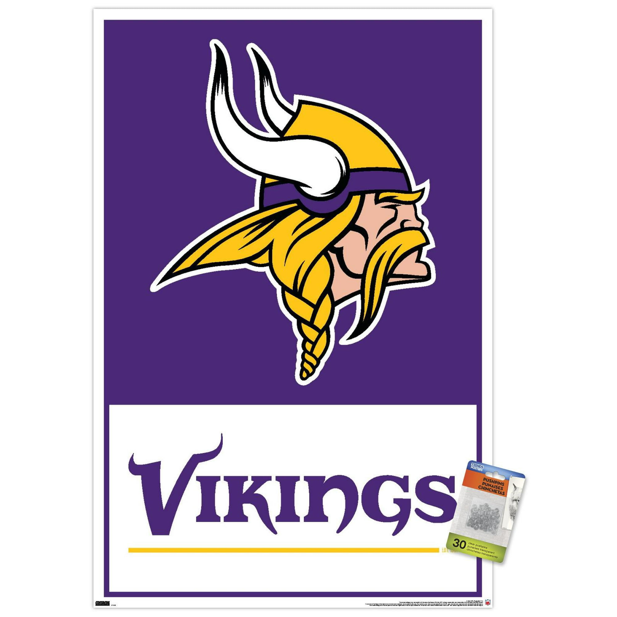 NFL Minnesota Vikings - Logo 21 Wall Poster with Push Pins, 22.375' x 34'