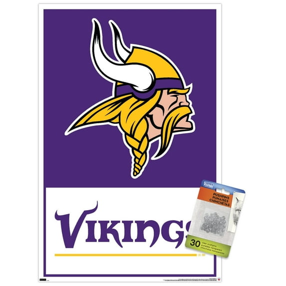 NFL Minnesota Vikings - Logo 21 Wall Poster with Pushpins, 14.725" x 22.375"