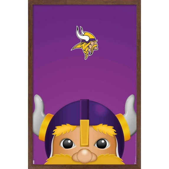 NFL Minnesota Vikings - S. Preston Mascot Victor 20 Wall Poster, 14.725" x 22.375", Framed