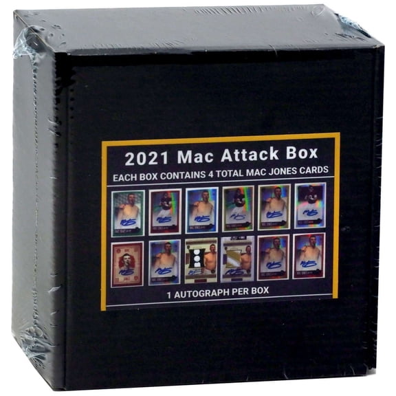 NFL New England Patriots 2021 Mac Attack Football Trading Card Box (4 Mac Jones Cards, 1 Autograph)