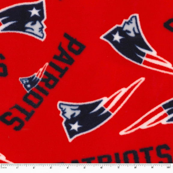 NFL New England Patriots 58" 100% Polyester Fleece Sports Logo Fabric By the Yard, Red