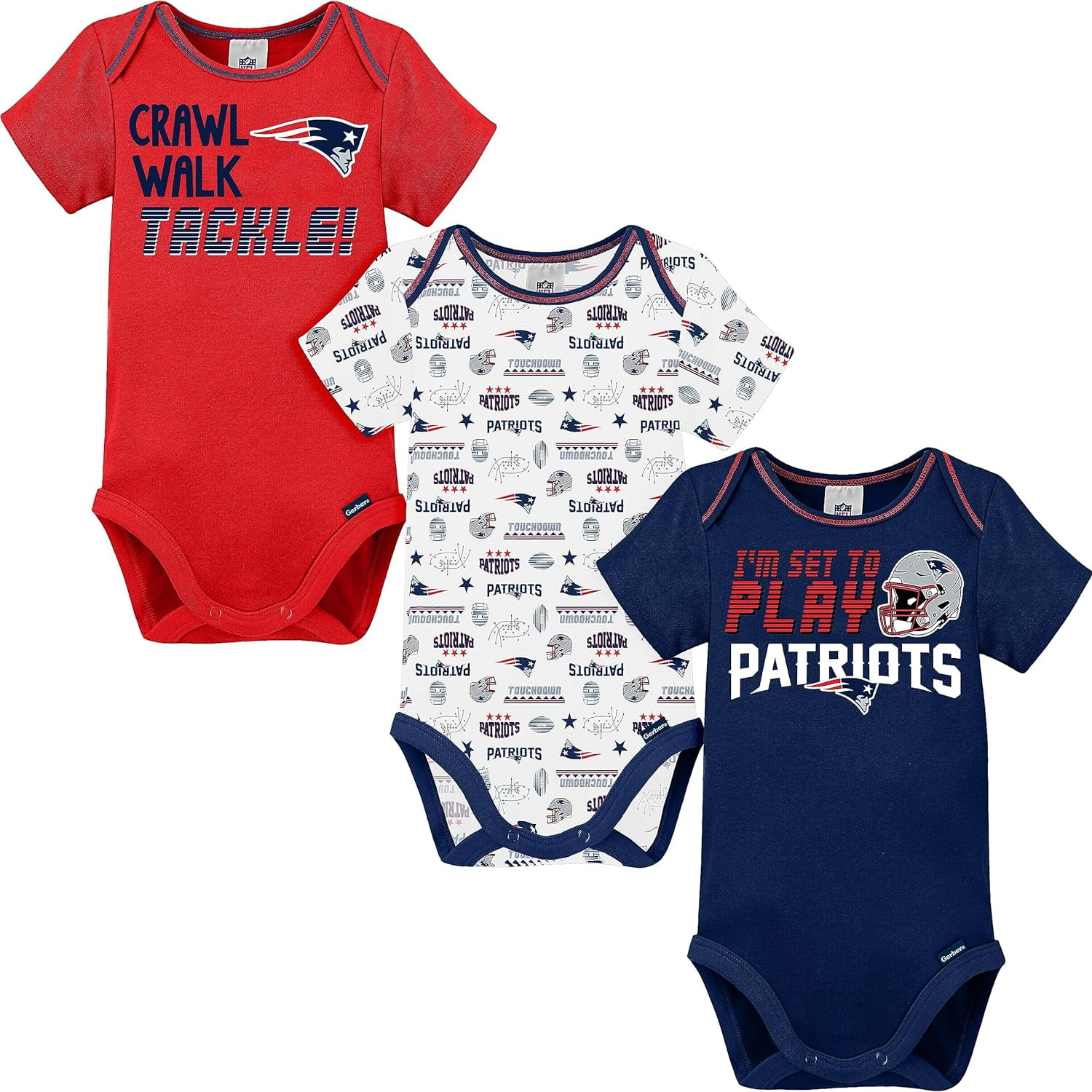 NFL New England Patriots Baby Short Sleeve Bodysuits 3pk Walmart