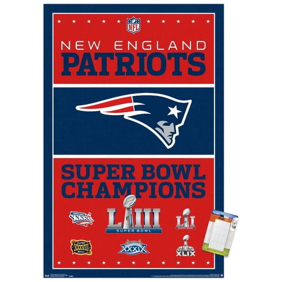 NFL New England Patriots - Champions 19 Wall Poster, 14.72" x 22.37"