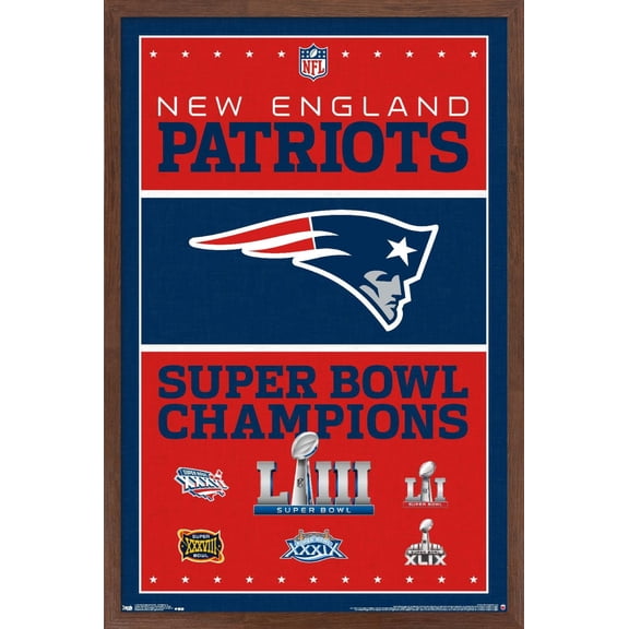 NFL New England Patriots - Champions 19 Wall Poster, 14.725" x 22.375", Framed