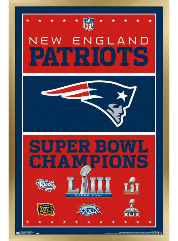 NFL New England Patriots - Champions 19 Wall Poster, 14.725" x 22.375", Framed